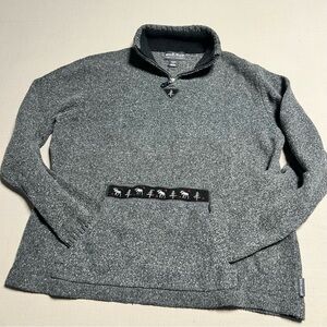 Woolrich Women’s Large Charcoal Heather Quarter-Zip Fleece Sweater Outdoor Lodge